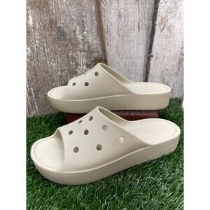 CROCS Women's Classic Platform Slide "Bone" Women's 9